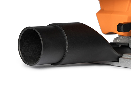 Дает возможность подключить пылесос или мешок, чтобы сохранять рабочее место в чистоте