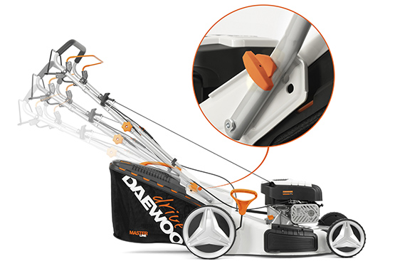 Обеспечивает быструю регулировку положения рукоятки, а также легкий перевод в режим вертикального хранения.